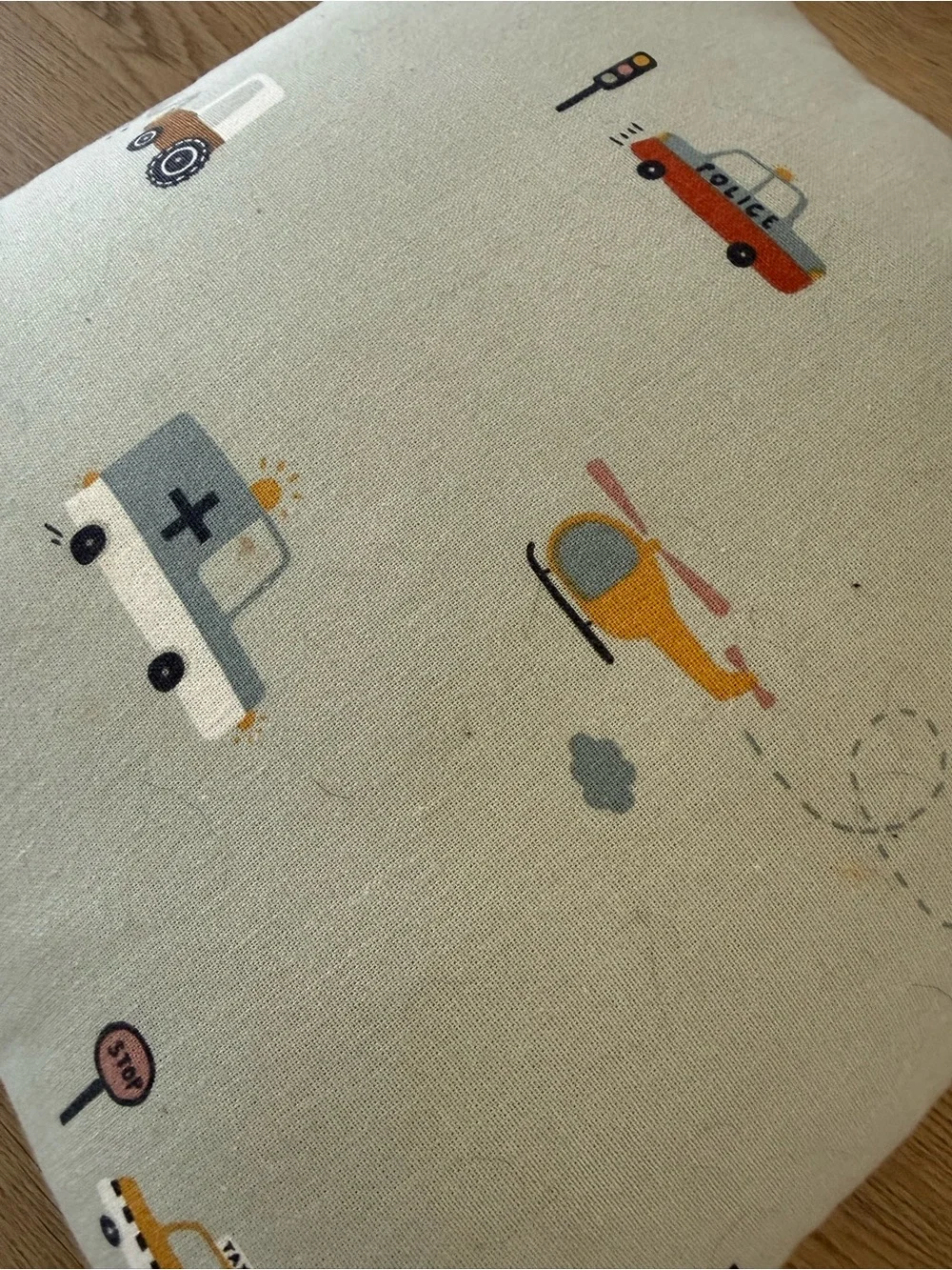 H&M Cream Kids' Pillow with Colorful Vehicle Motifs